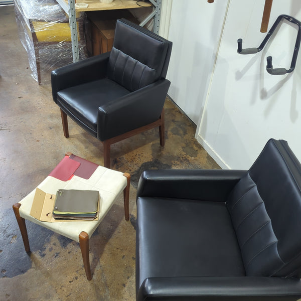 Featherston interiors pair of office armchairs restored original 1970s MCM vintage plus ottoman.