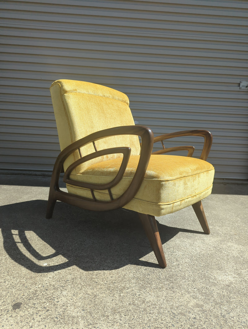 Authentic Rudowski armchair fully restored mustard velvet blackbean