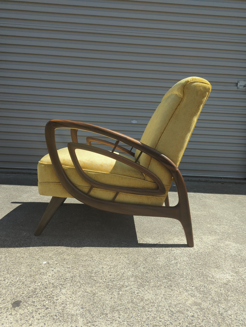 Authentic Rudowski armchair fully restored mustard velvet blackbean