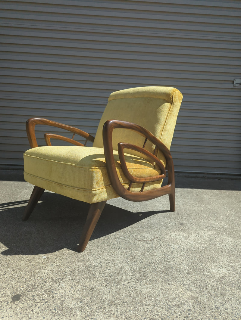 Authentic Rudowski armchair fully restored mustard velvet blackbean