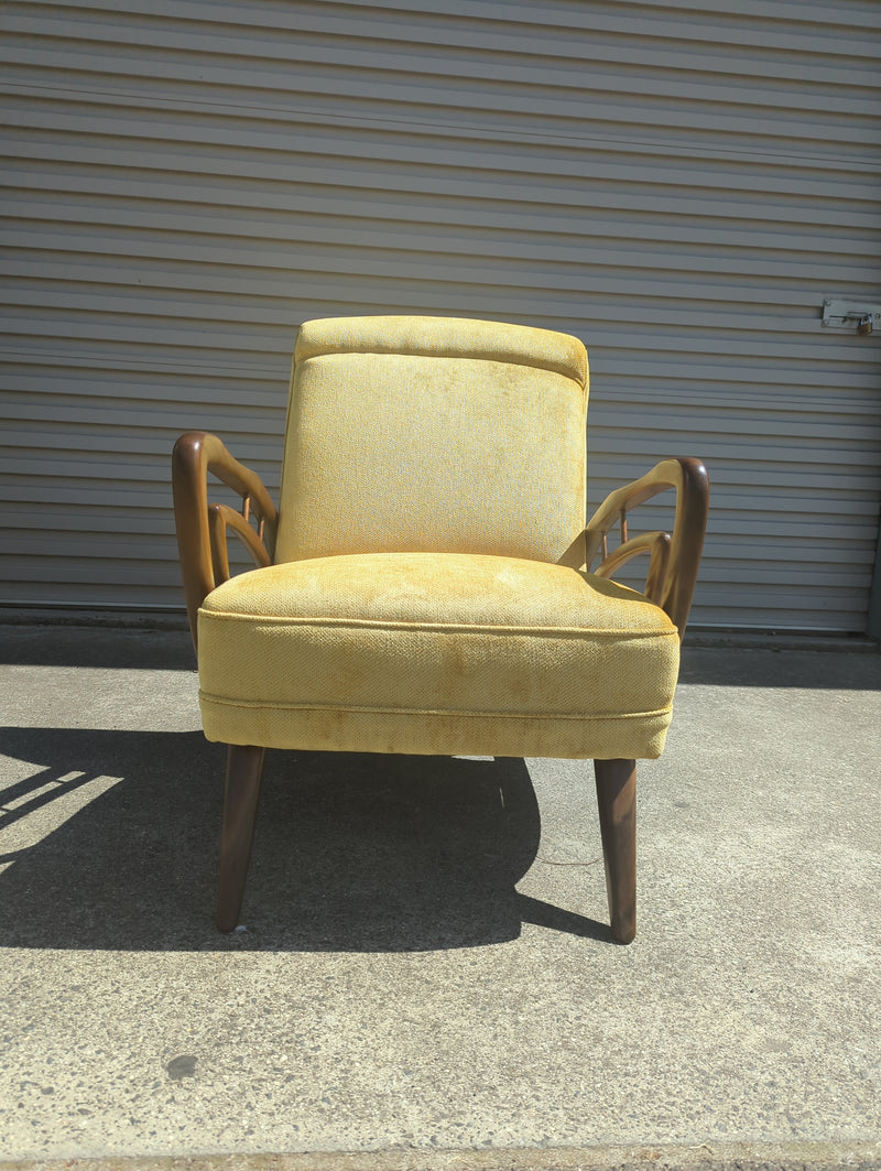 Authentic Rudowski armchair fully restored mustard velvet blackbean