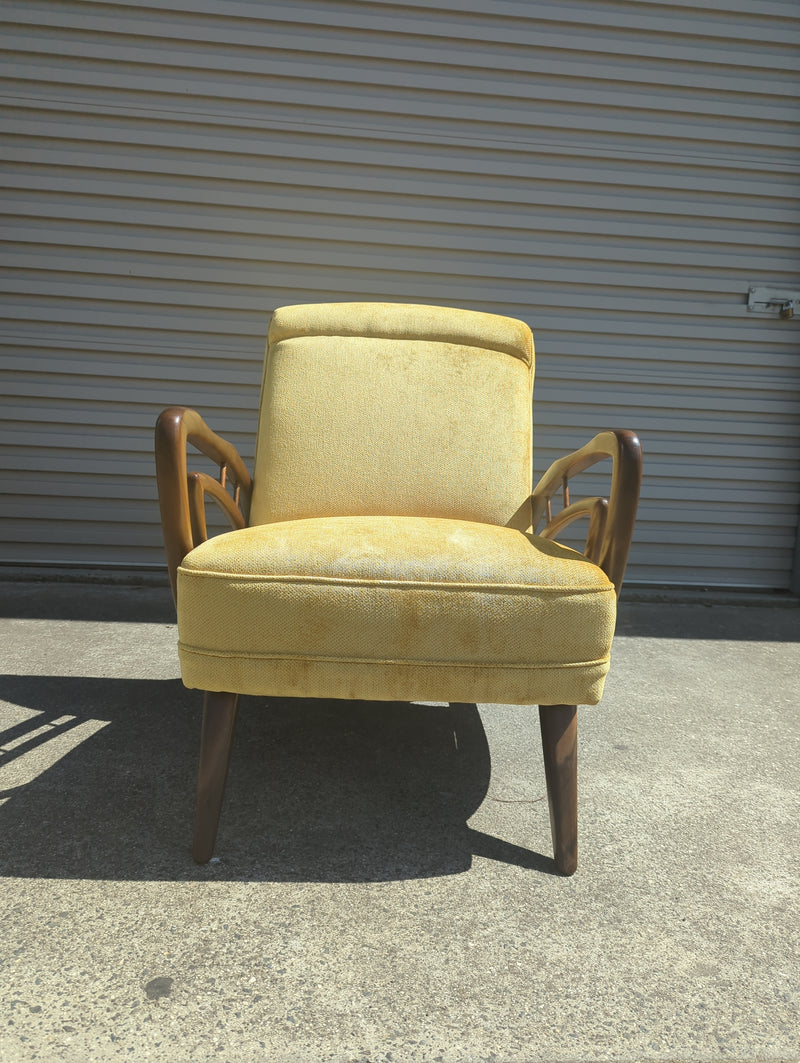 Authentic Rudowski armchair fully restored mustard velvet blackbean