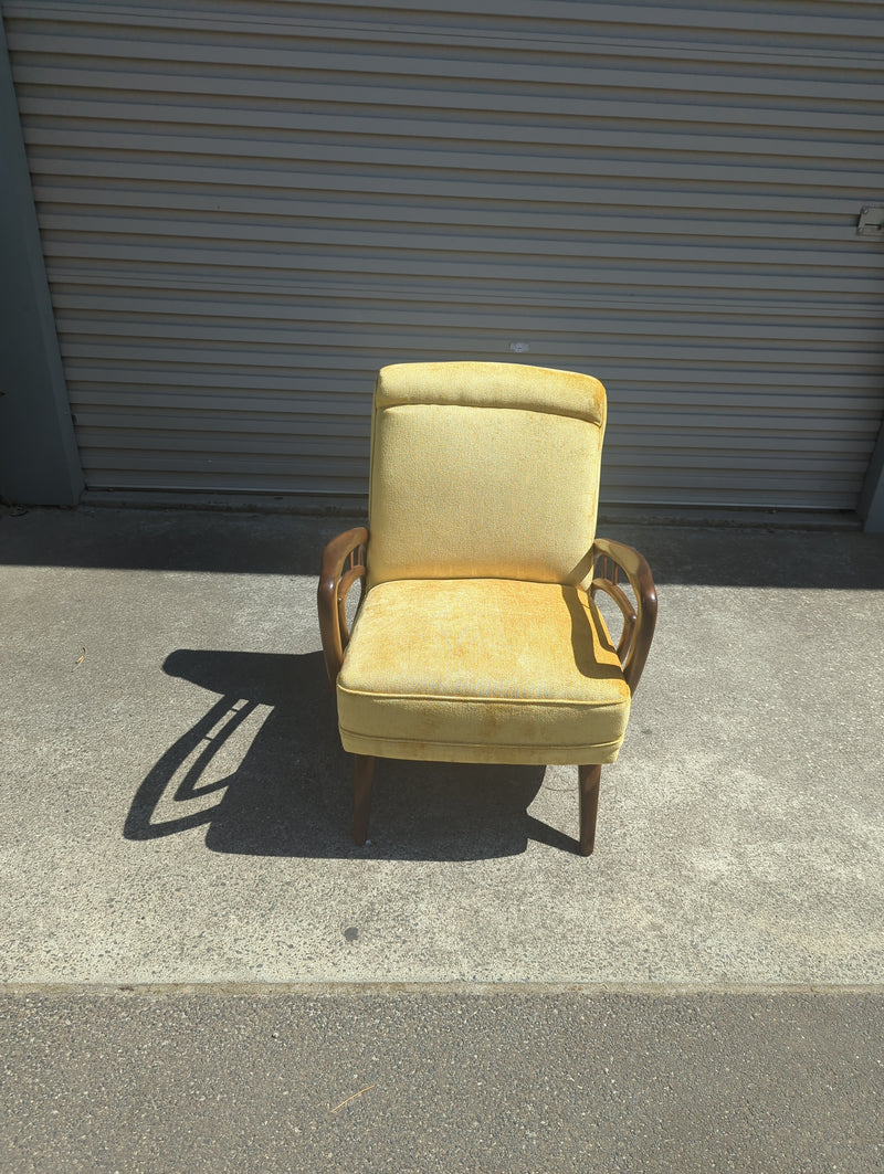Authentic Rudowski armchair fully restored mustard velvet blackbean