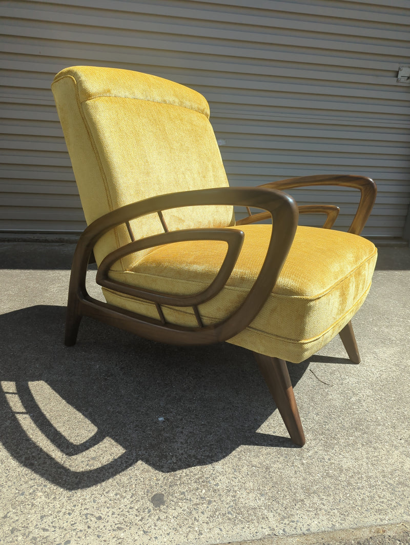 Authentic Rudowski armchair fully restored mustard velvet blackbean