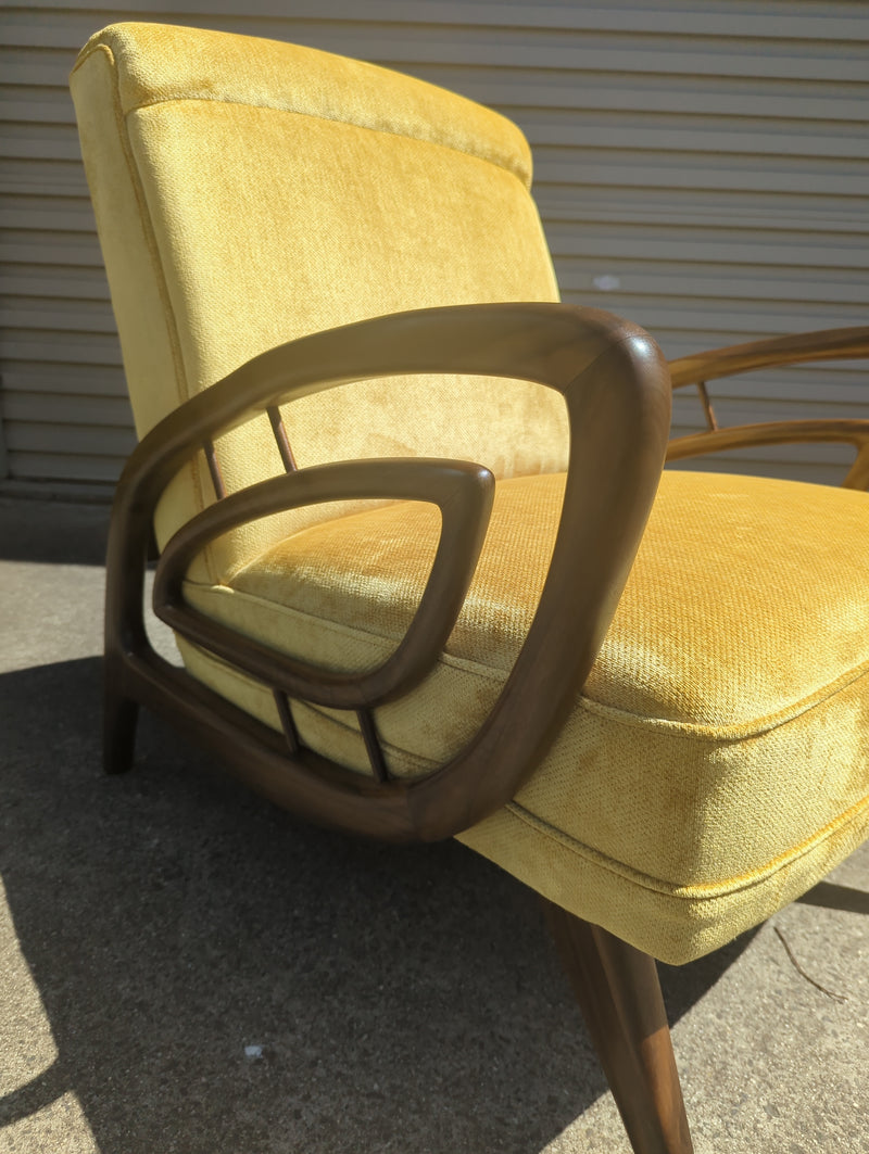 Authentic Rudowski armchair fully restored mustard velvet blackbean