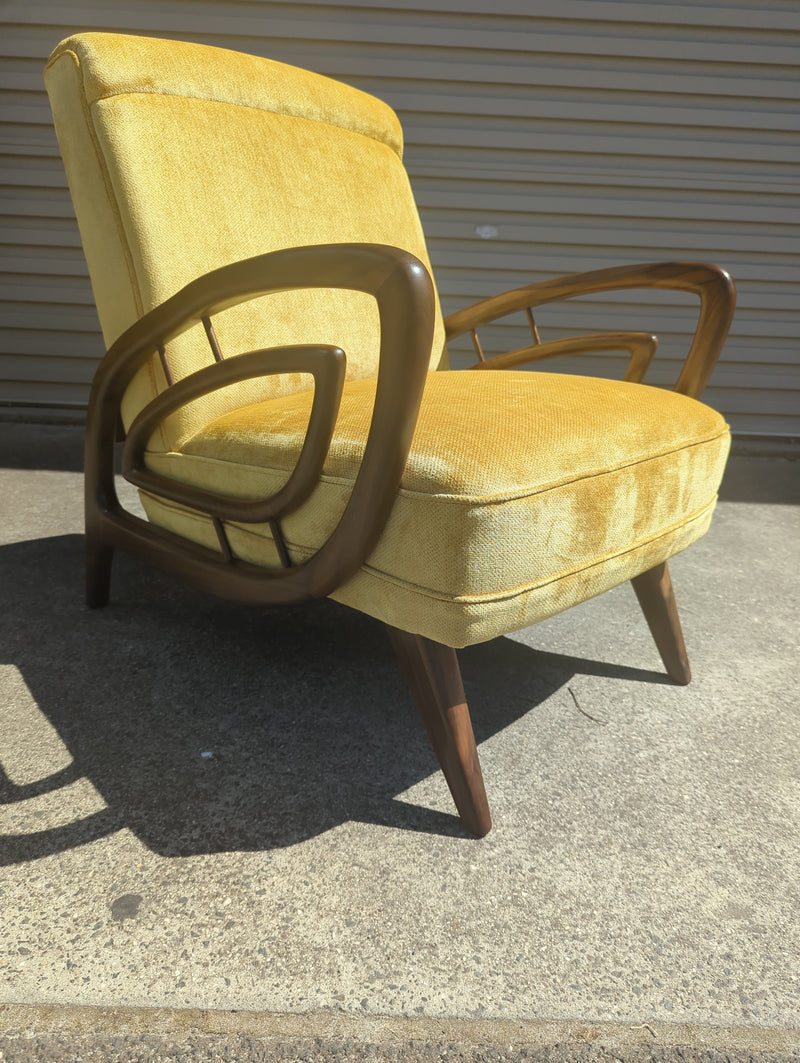 Authentic Rudowski armchair fully restored mustard velvet blackbean