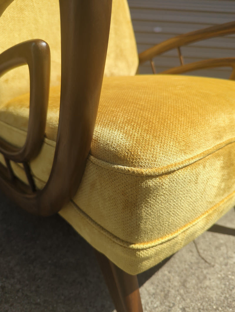 Authentic Rudowski armchair fully restored mustard velvet blackbean