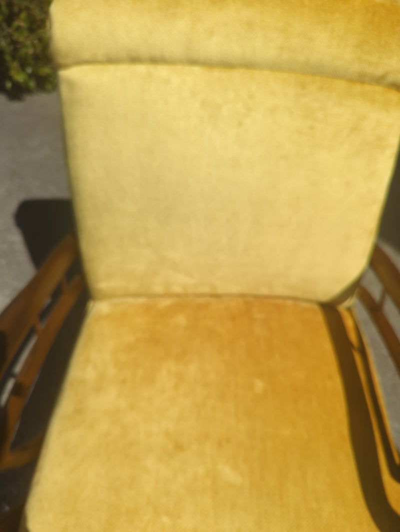 Authentic Rudowski armchair fully restored mustard velvet blackbean