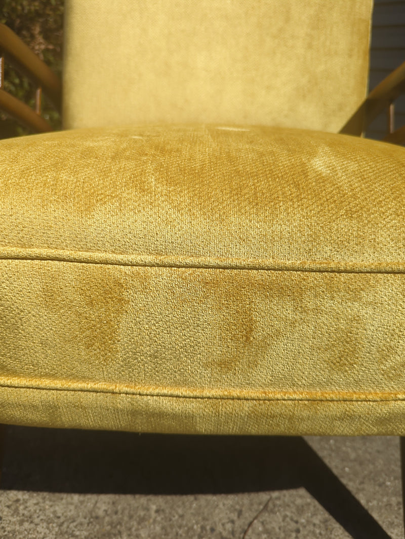 Authentic Rudowski armchair fully restored mustard velvet blackbean