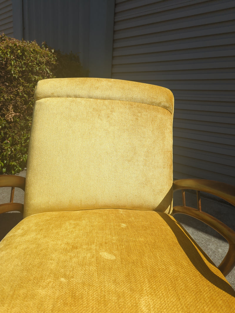 Authentic Rudowski armchair fully restored mustard velvet blackbean