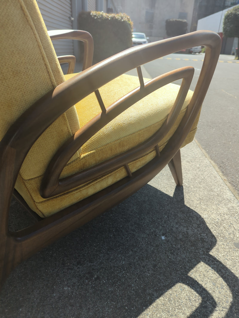Authentic Rudowski armchair fully restored mustard velvet blackbean