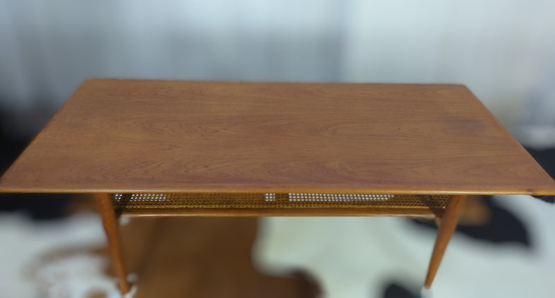Pre order - Parker genuine original rattan table two tier vintage 1960s mcm large size