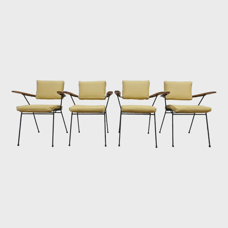 Fler tv chairs X 4 fully restored MCM yellow/honey/mustard Italian top grain leather