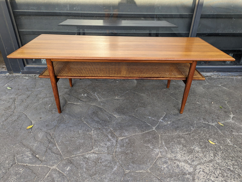 Pre order - Parker genuine original rattan table two tier vintage 1960s mcm large size