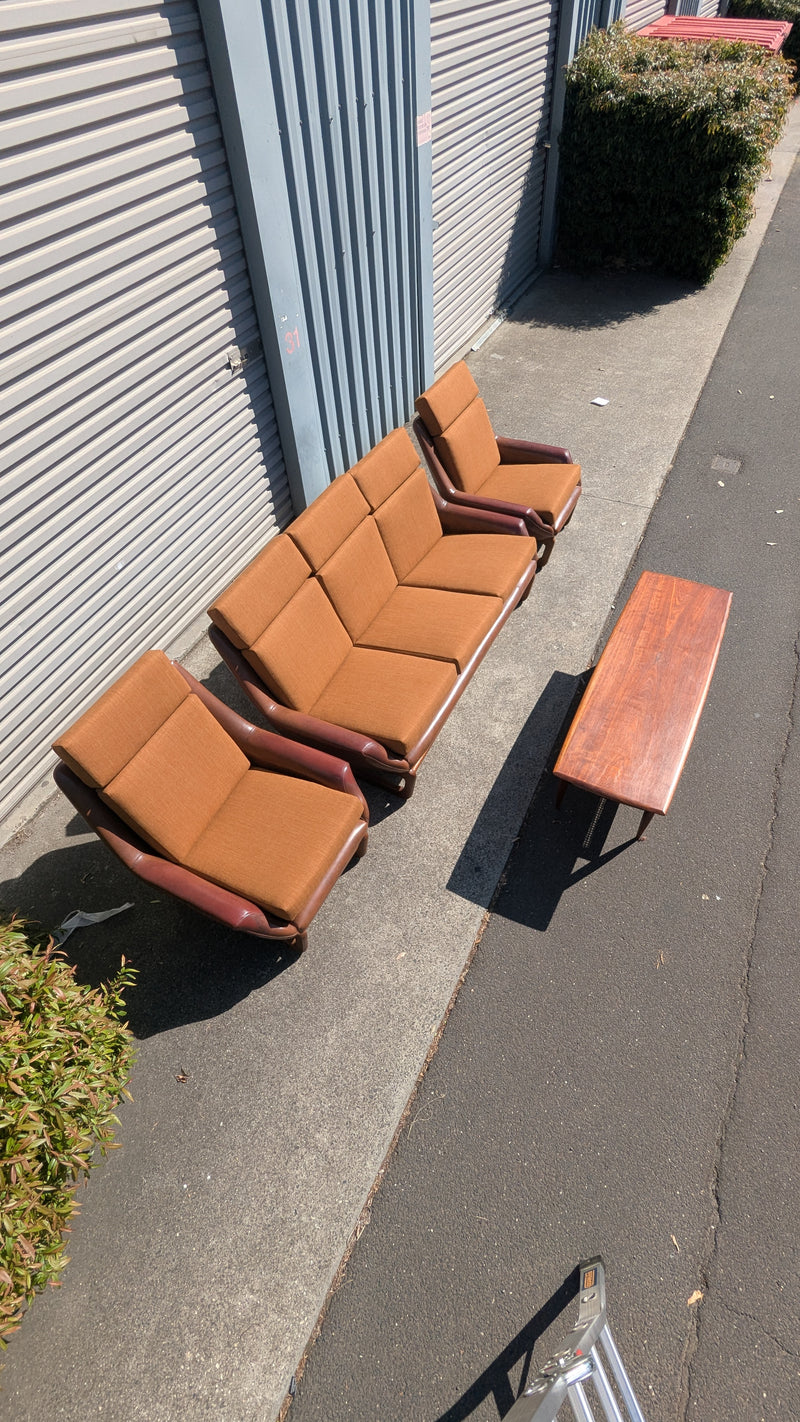 Restoration of Danish Deluxe Trina lounge suite set and alpha rattan coffee table