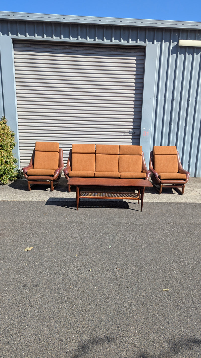 Restoration of Danish Deluxe Trina lounge suite set and alpha rattan coffee table