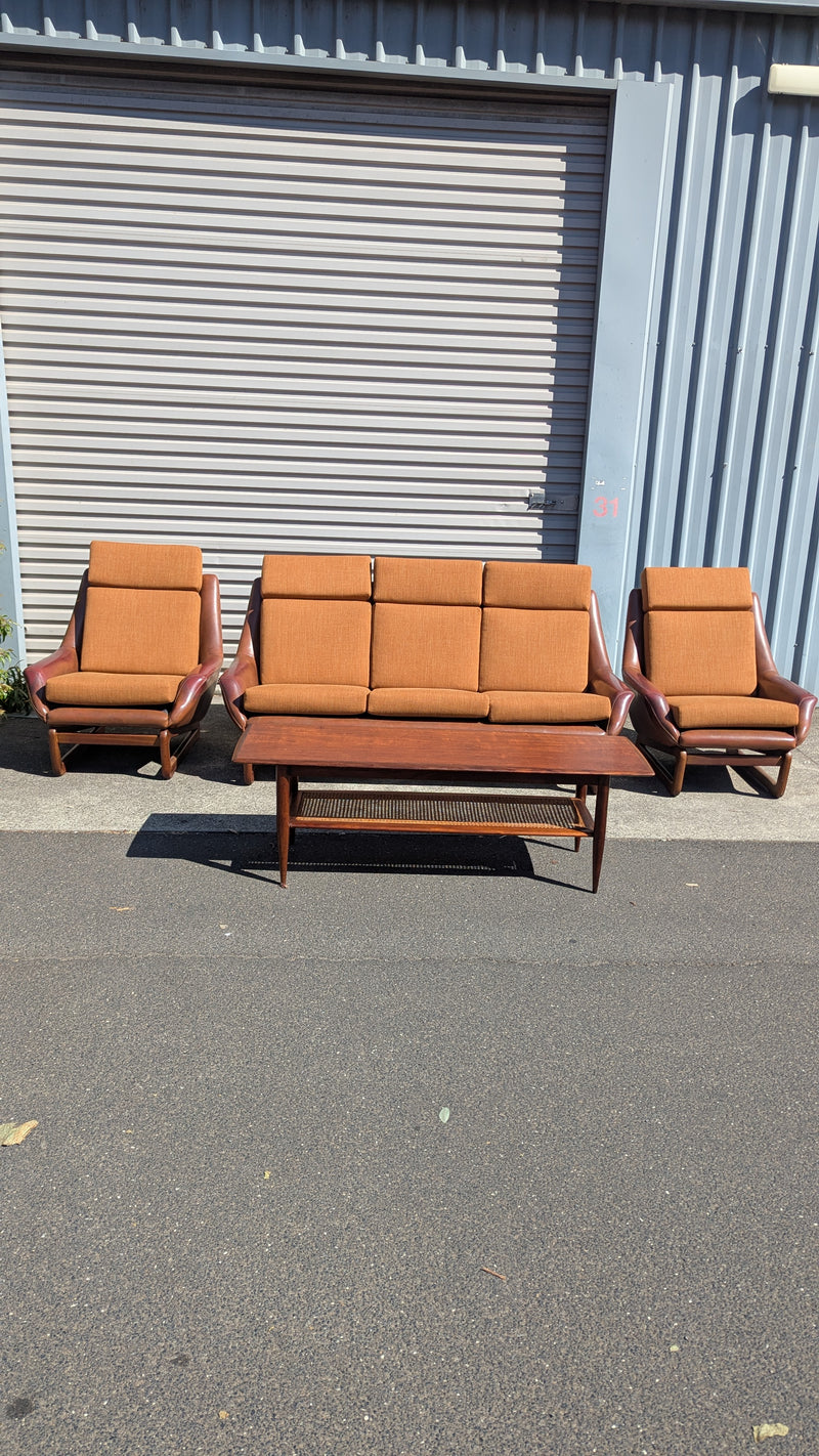 Restoration of Danish Deluxe Trina lounge suite set and alpha rattan coffee table