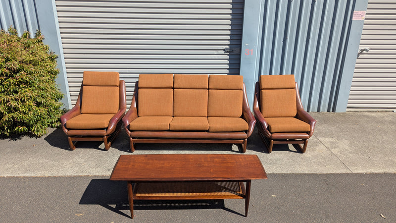 Restoration of Danish Deluxe Trina lounge suite set and alpha rattan coffee table