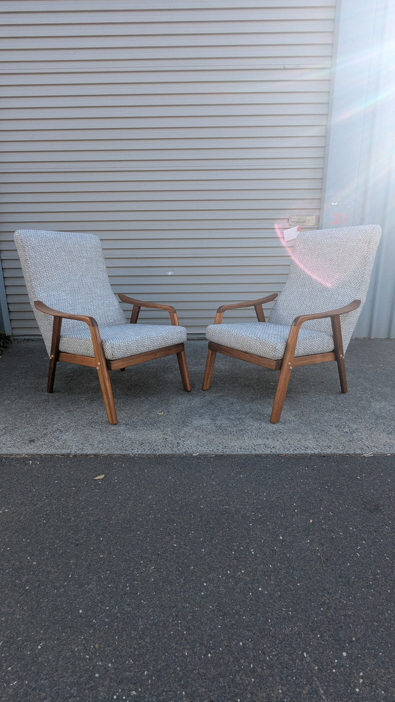 Original Danish Deluxe Noga two matching armchairs MCM restored