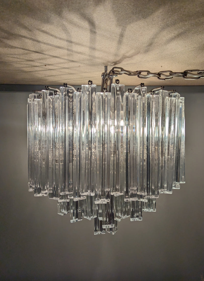 Triboli chandelier Italian MCM glassware Venini 1960s original large size