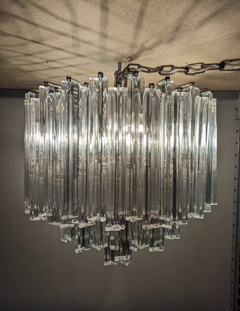 Triboli chandelier Italian MCM glassware Venini 1960s original large size