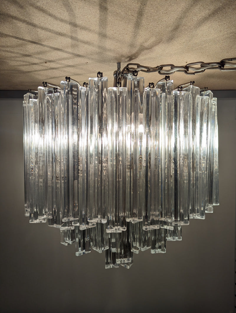 Triboli chandelier Italian MCM glassware Venini 1960s original large size