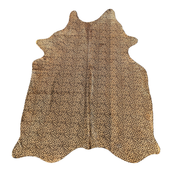 Authentic cow hide with leopard stencil print large