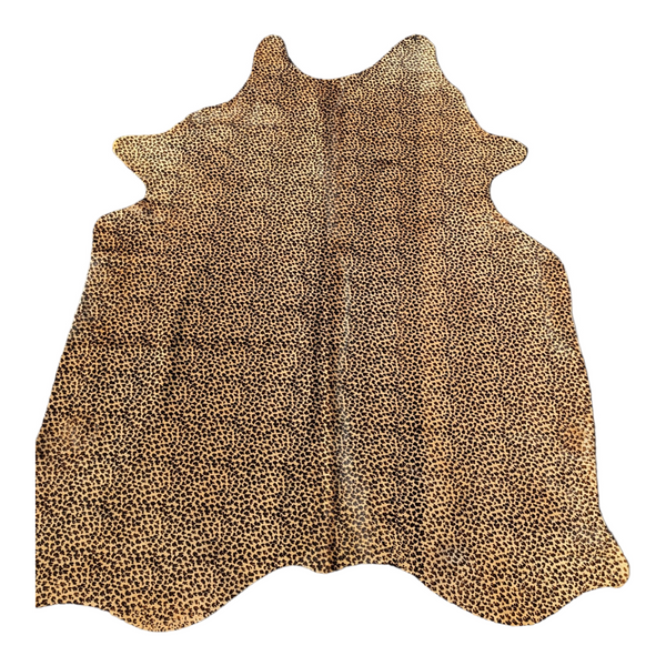 Authentic cow hide with leopard stencil print large