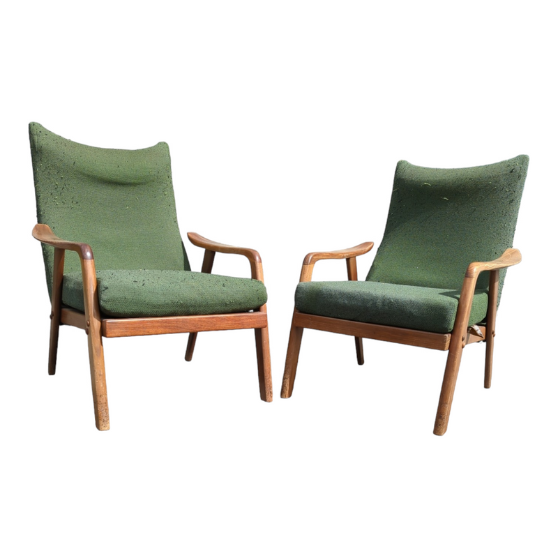 Original Danish Deluxe Noga two matching armchairs MCM restored