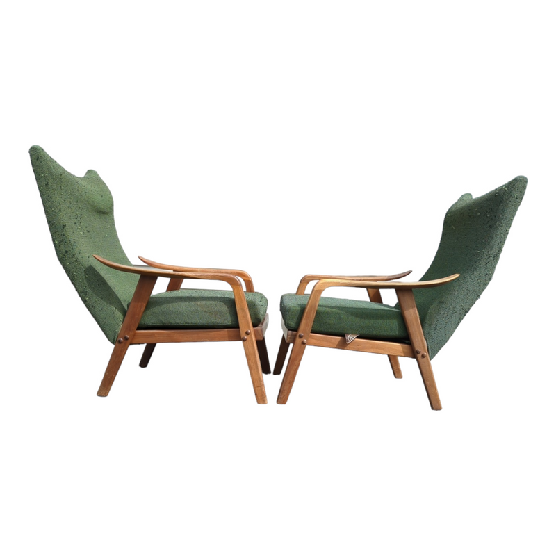 Original Danish Deluxe Noga two matching armchairs MCM restored