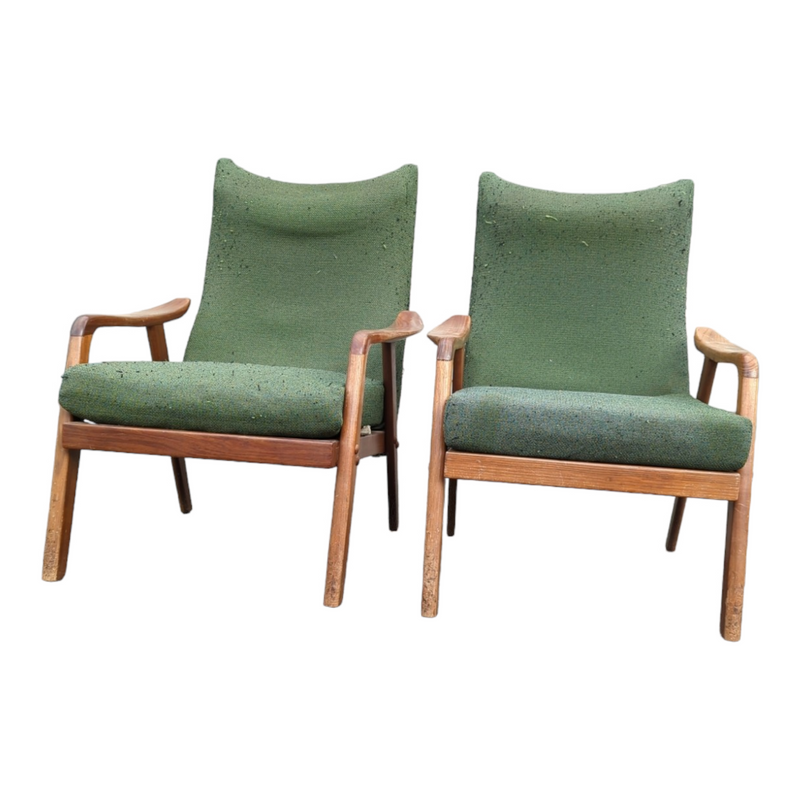 Original Danish Deluxe Noga two matching armchairs MCM restored