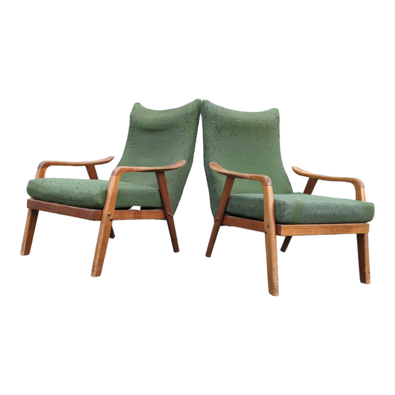 Original Danish Deluxe Noga two matching armchairs MCM restored