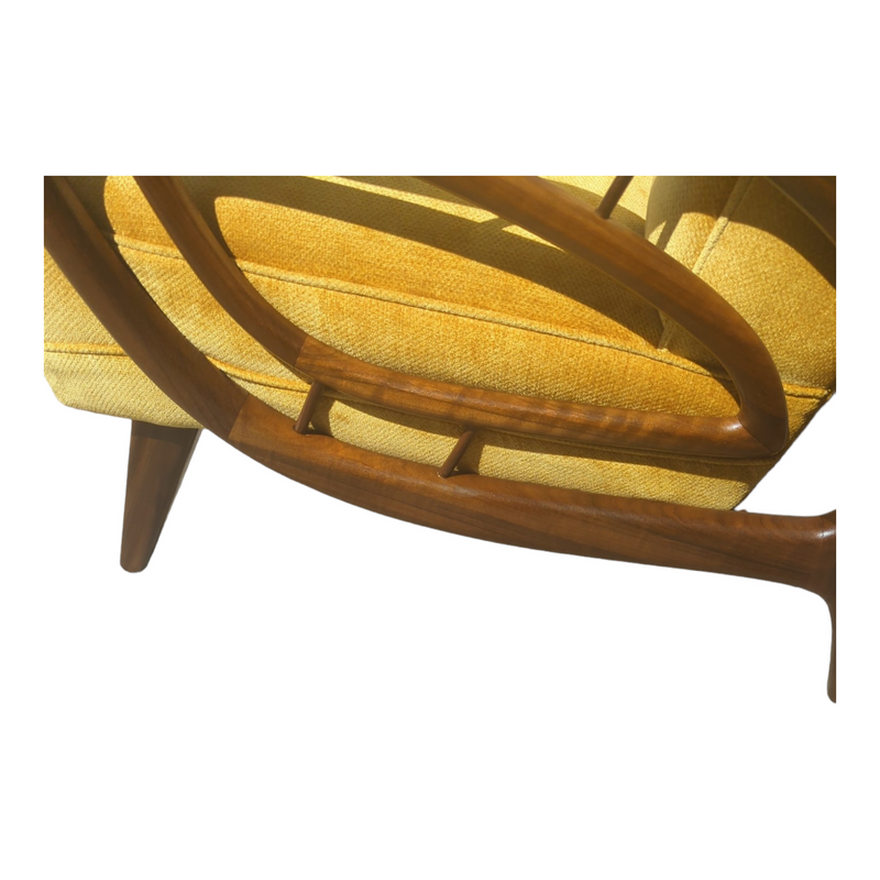Authentic Rudowski armchair fully restored mustard velvet blackbean