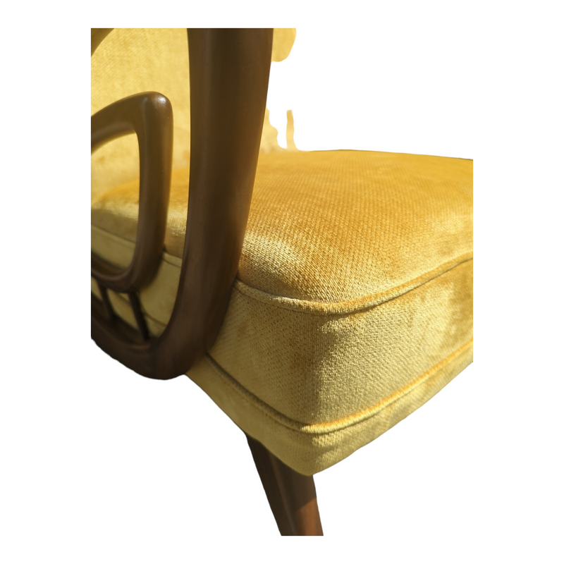 Authentic Rudowski armchair fully restored mustard velvet blackbean