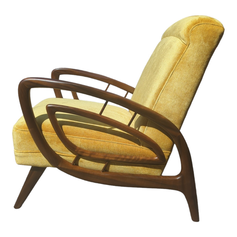 Authentic Rudowski armchair fully restored mustard velvet blackbean