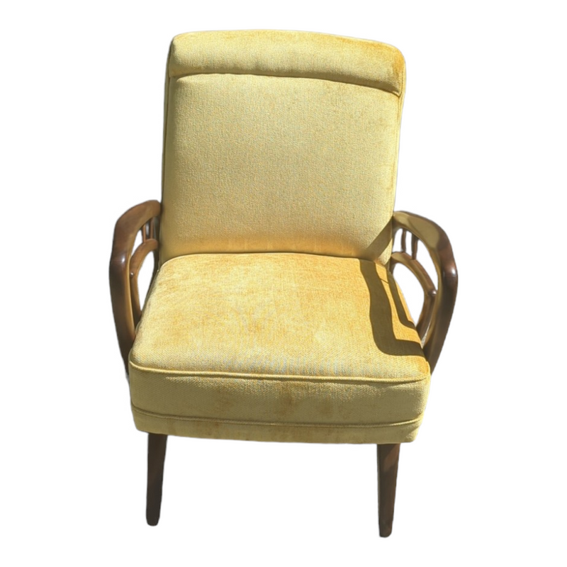 Authentic Rudowski armchair fully restored mustard velvet blackbean