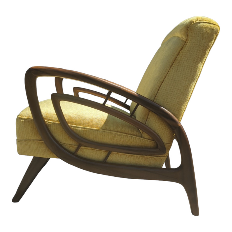 Authentic Rudowski armchair fully restored mustard velvet blackbean