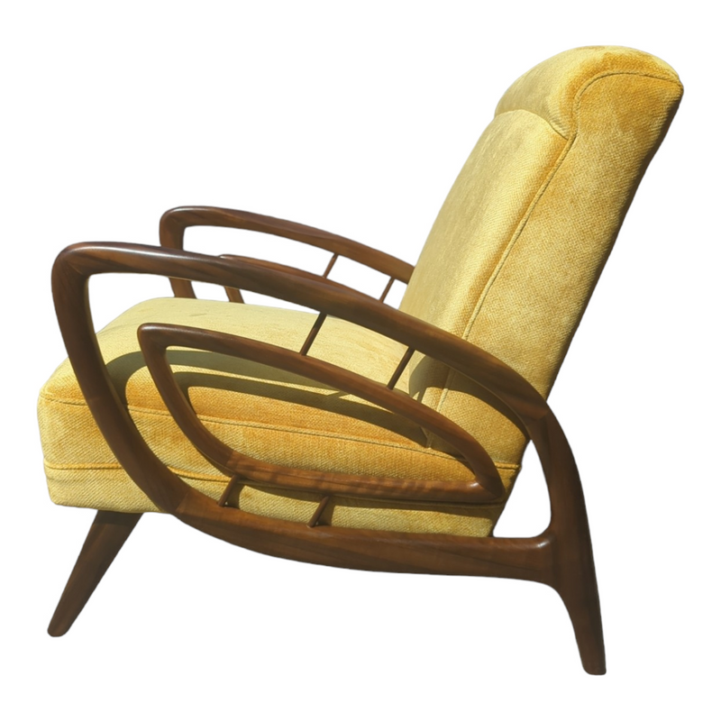 Authentic Rudowski armchair fully restored mustard velvet blackbean