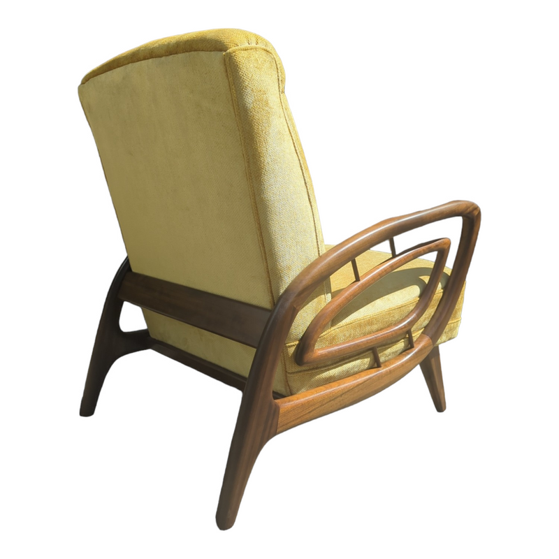Authentic Rudowski armchair fully restored mustard velvet blackbean