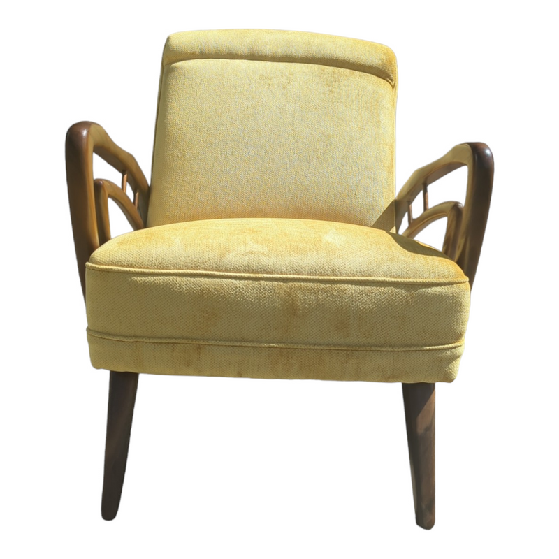 Authentic Rudowski armchair fully restored mustard velvet blackbean