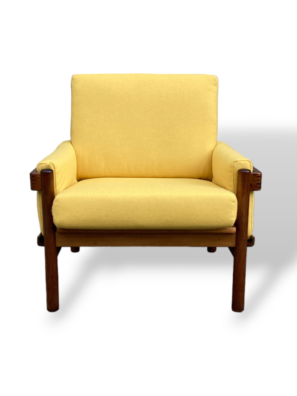 Pre -order Danish Deluxe armchair single restored yellow wool fabric Warwick