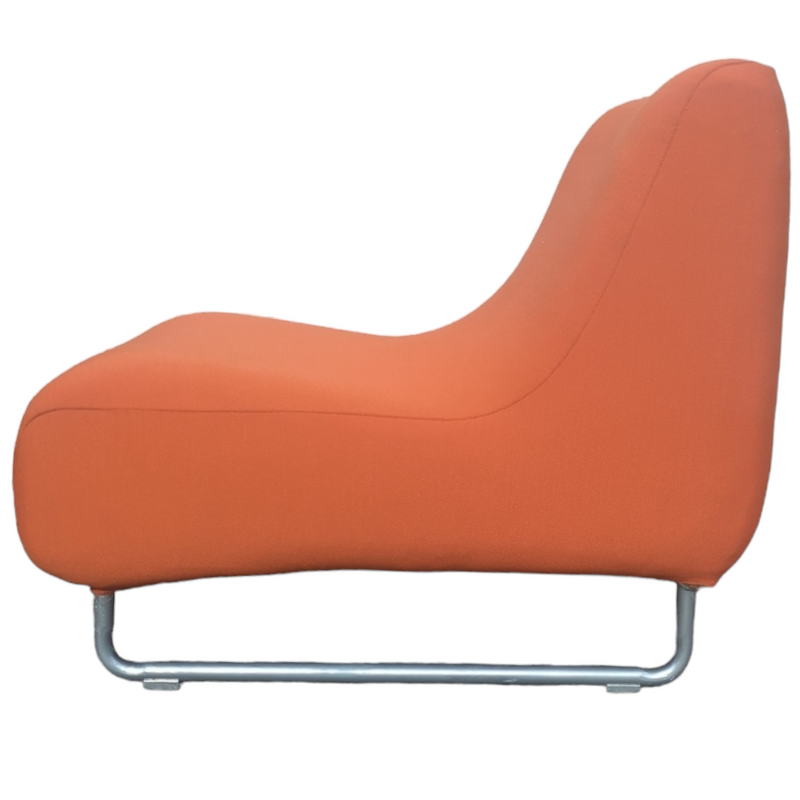Vanderoza low sleigh foam armchair mid century orange