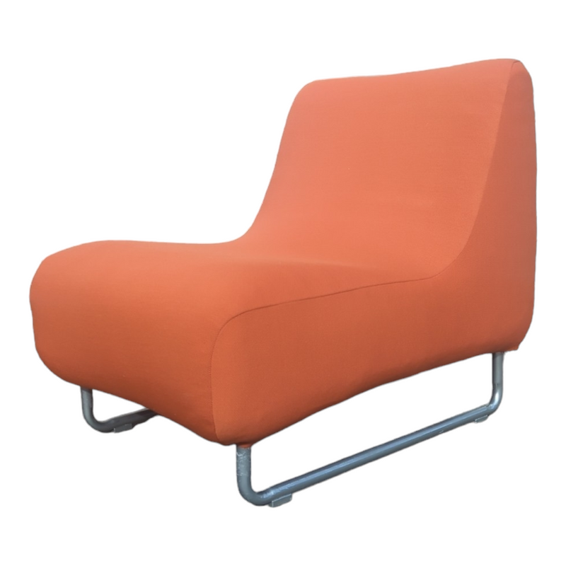 Vanderoza low sleigh foam armchair mid century orange