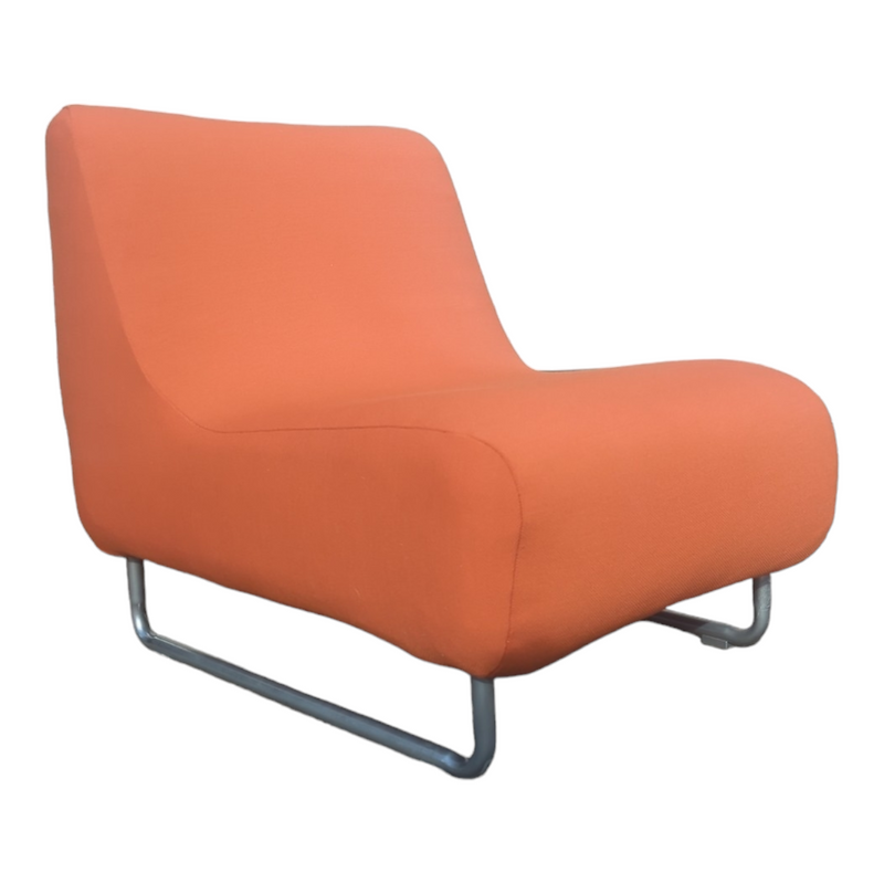 Vanderoza low sleigh foam armchair mid century orange