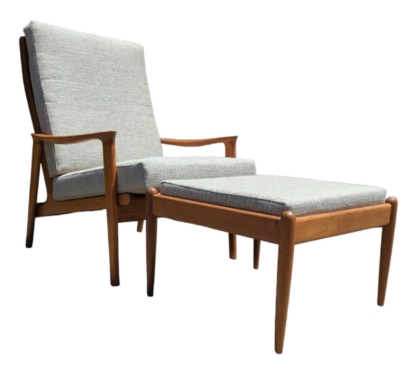 Parker single spring back restored MCM 1960s armchair matching ottoman