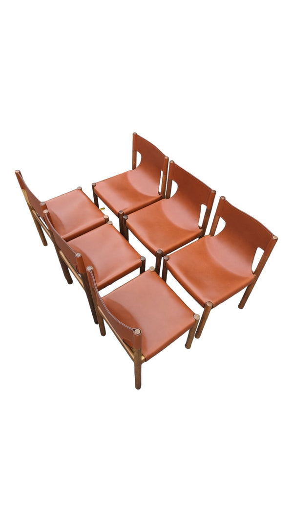Pre-order: Authentic Flervilla 6 dining chairs fully restored leather