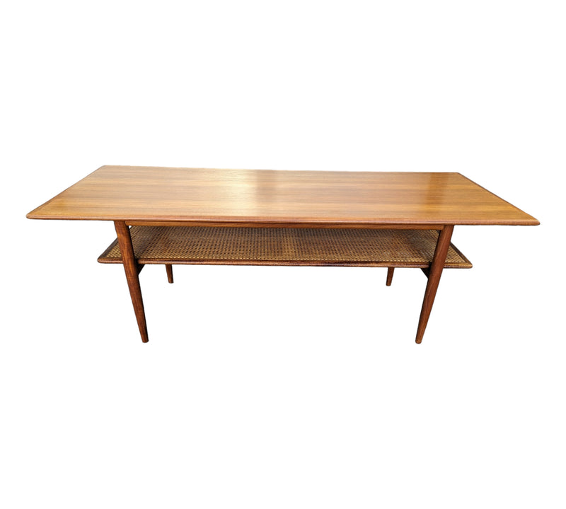 Pre order - Parker genuine original rattan table two tier vintage 1960s mcm large size
