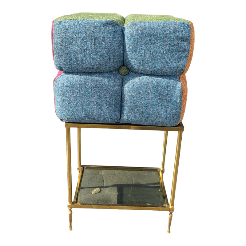Mid century stool ottoman multi colour