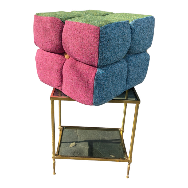 Mid century stool ottoman multi colour