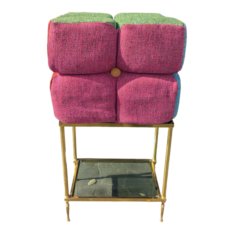 Mid century stool ottoman multi colour